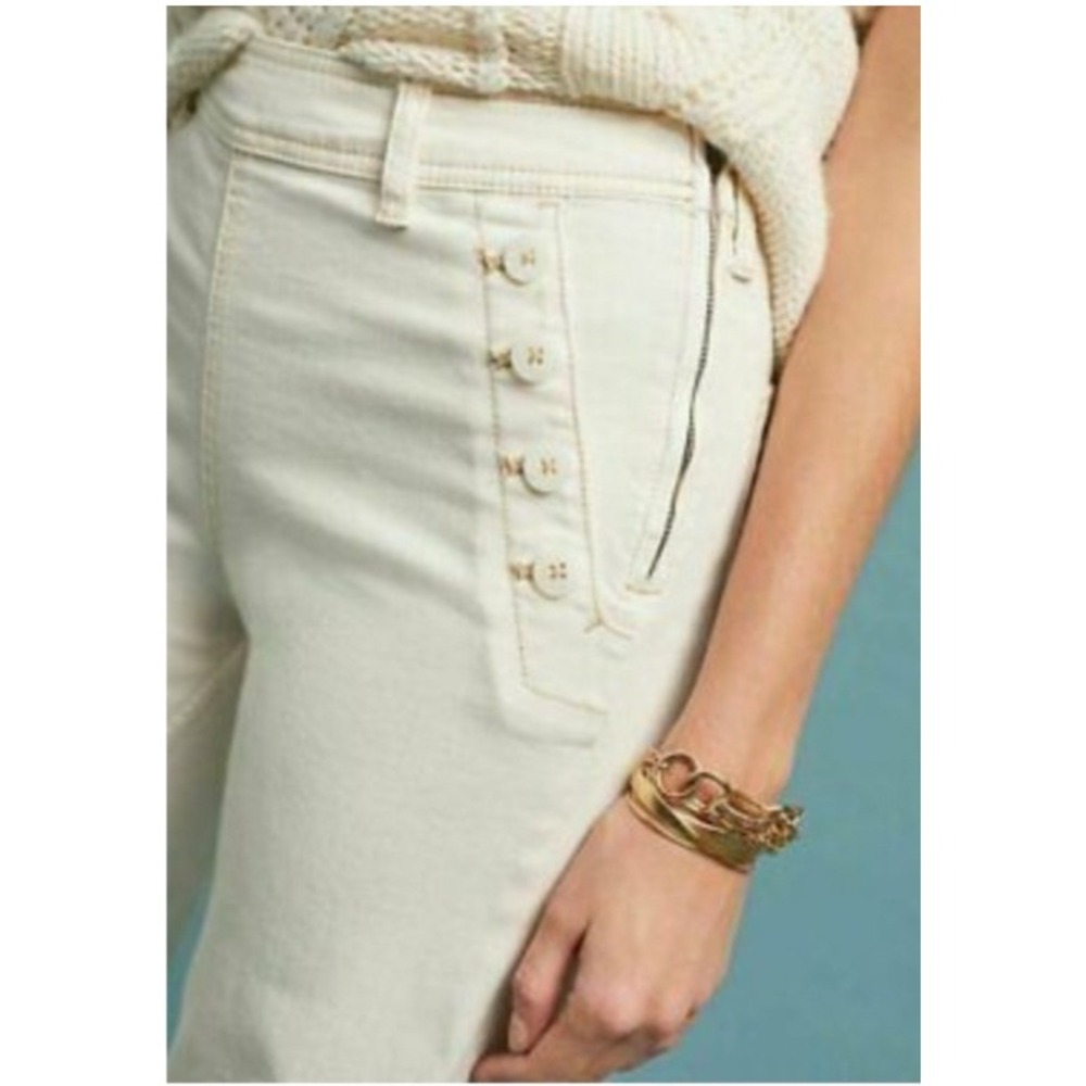 Anthropologie Pilcro and the Letterpress Cream Sailor Wide Leg Pants 29 Ivory
